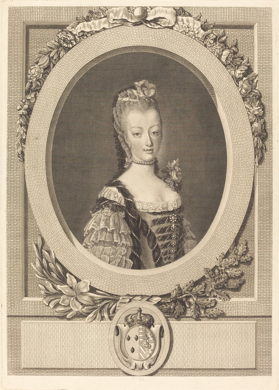 Marie-Antoinette fra Frankrike av Louis Jacques Cathelin after Jean Martial Fredou
