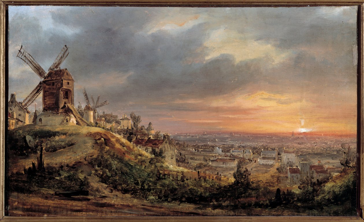 Paris sett fra Montmartre. Maleri av Louis Jacques Mande Daguerre (1787 - 1851) av Louis Jacques Mande Daguerre