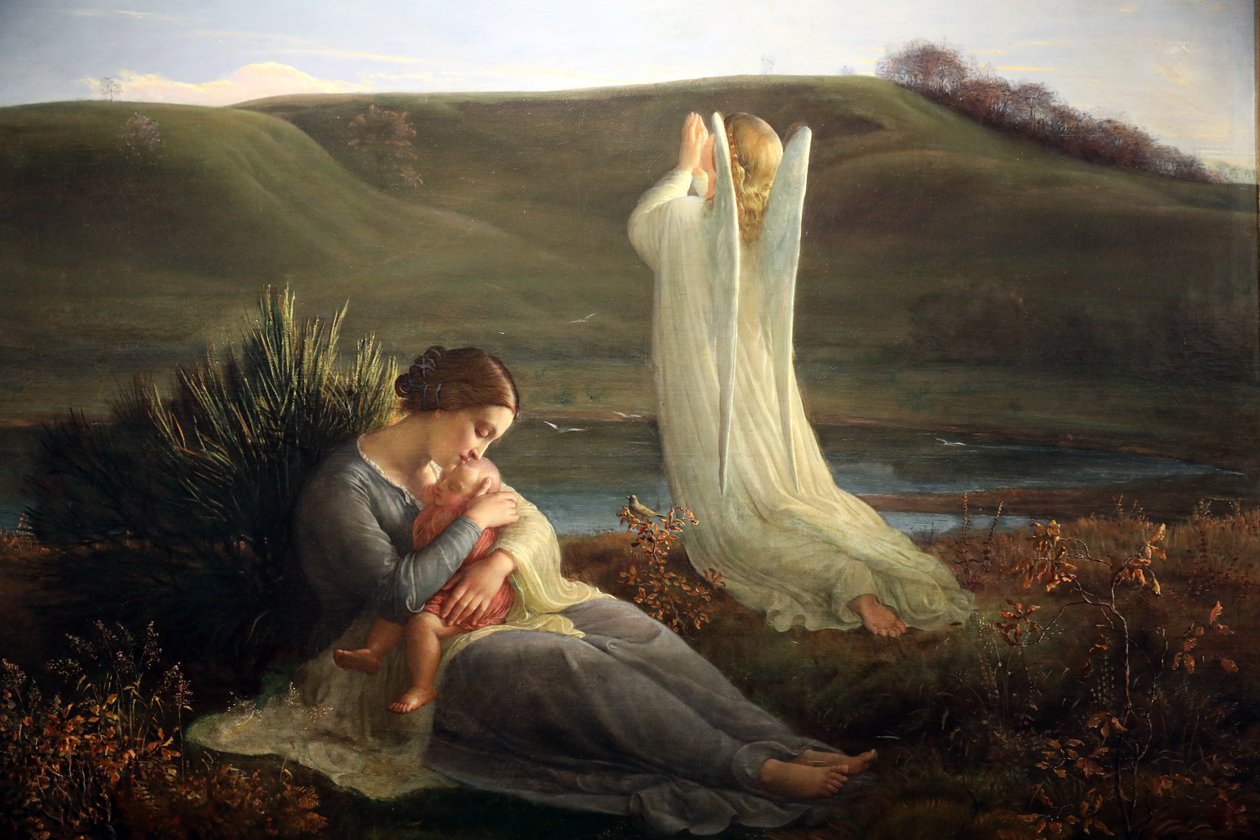 Sjelens dikt, Engelen og moren, Detalj av Louis Janmot