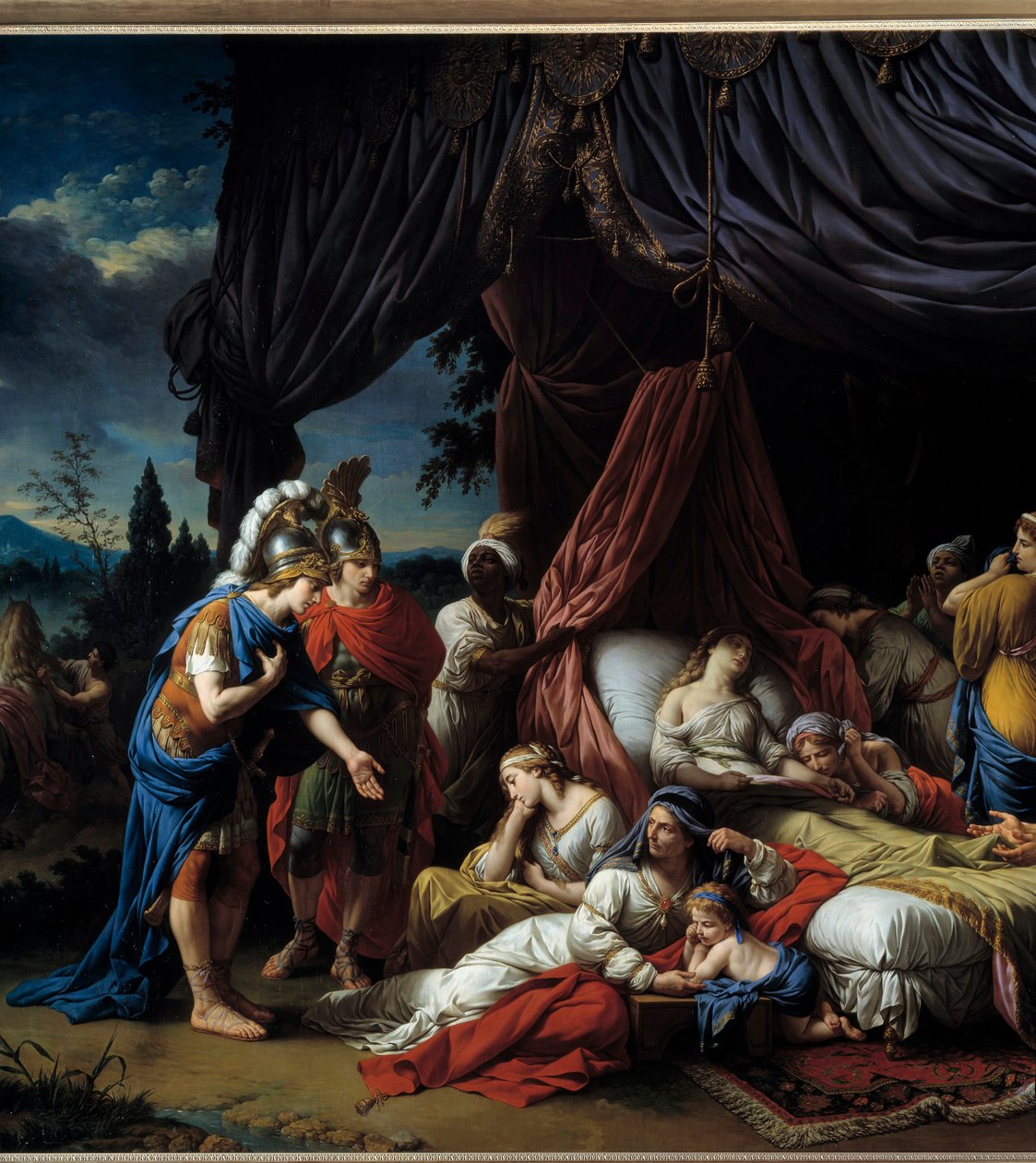 Dareios kone døde. Dette verket, inspirert av Rollins eldgamle historie og serien av triumfer av Alexander de Le Brun, skildrer den greske keiseren samlet foran liket til kona til Darius. Dette maleriet malt i Roma har omtale av LAGRENEE PINXIT av Louis Jean François Lagrenée