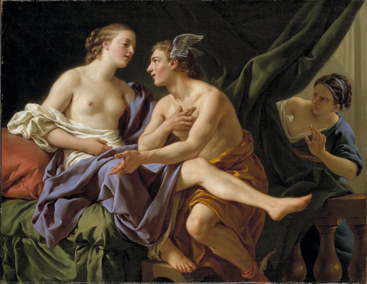Mercury, Herse and Aglaure - Mercury, Herse and Aglaurus, av Lagrenee, Louis-Jean-Francois (1725-1805). olje på lerret av Louis Jean François Lagrenée