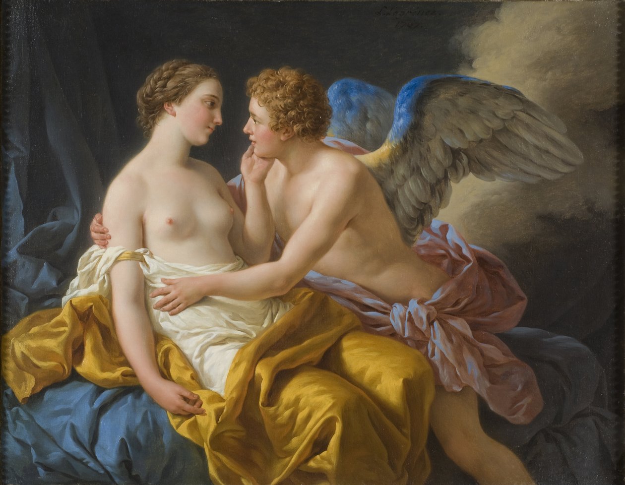 Cupidon et Psyche - Amor og psyke, av Lagrenee, Louis-Jean-Francois (1725-1805). Olje på lerret av Louis Jean François Lagrenée
