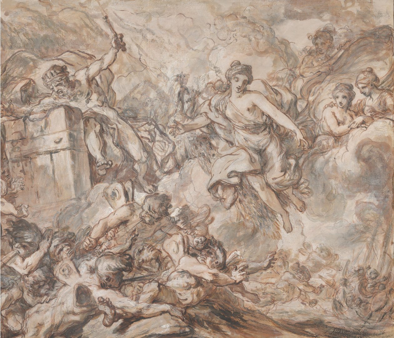 Juno beordret Aeolus til å slippe løs vindene, 1775. av Louis Jean Jacques Durameau