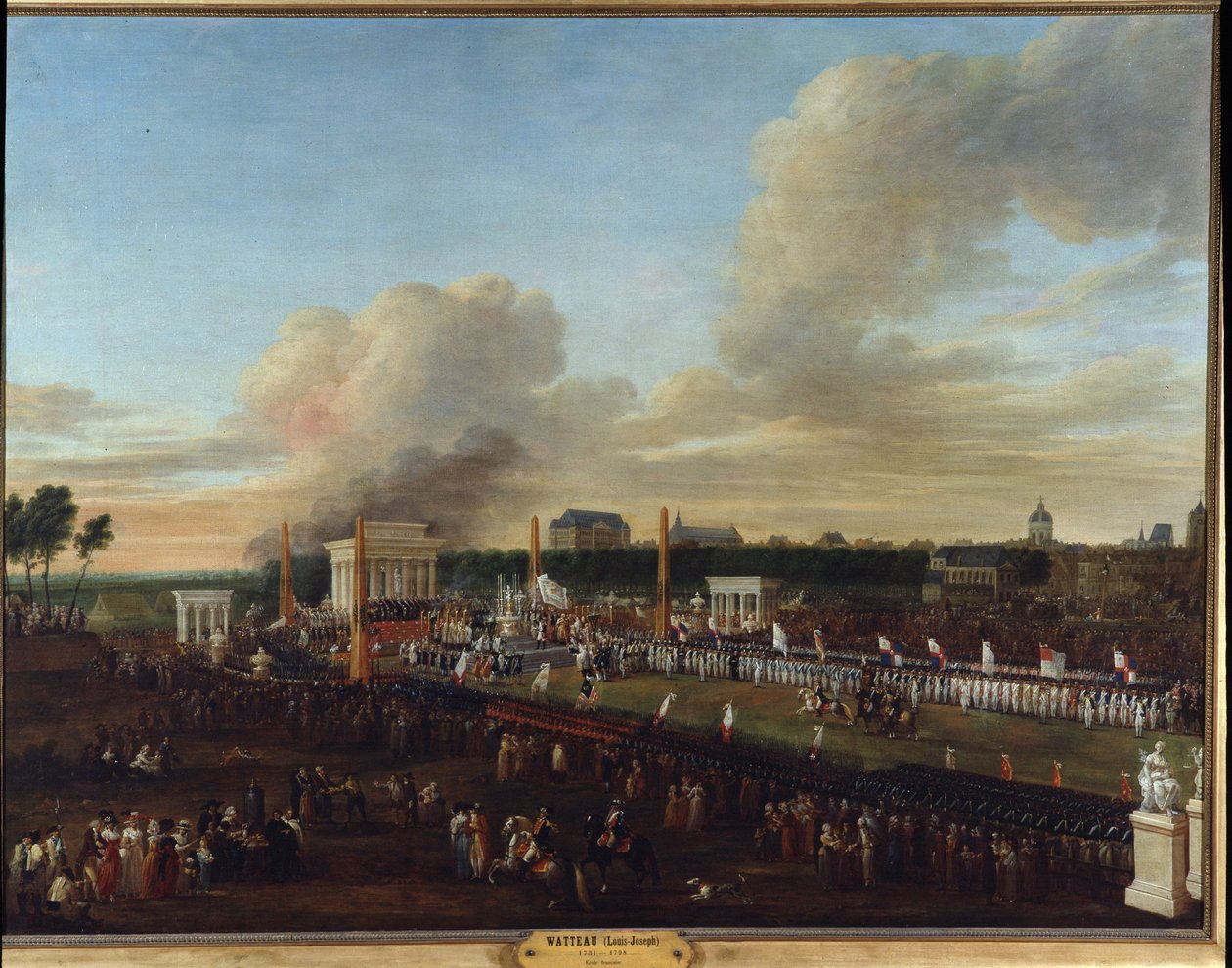 Fransk revolusjon: "" Utsikt over festen til konføderasjonen av avdelingene i nord, Somme og Pas de Calais"" Maleri av Louis Joseph Watteau dit Watteau de Lille (1731-1798) av Louis Joseph  Watteau