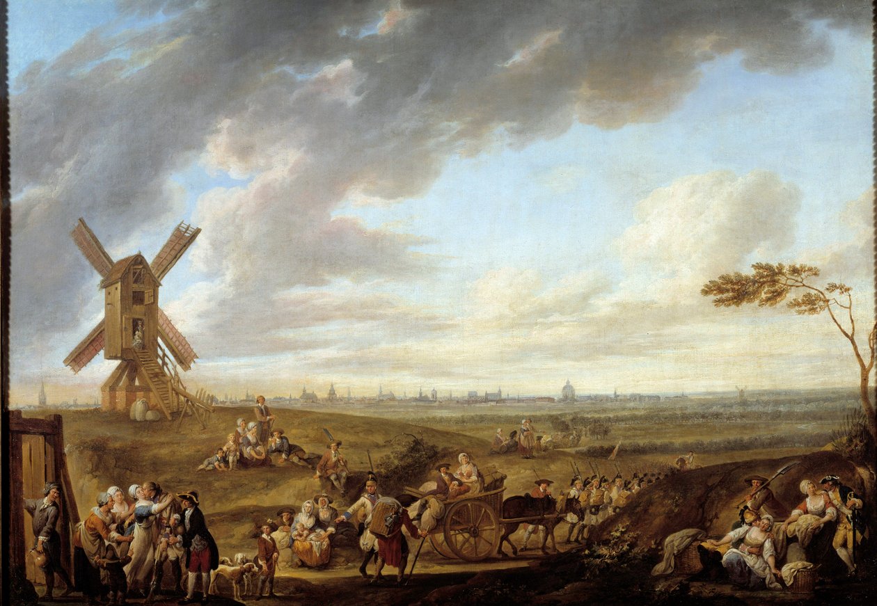 Utsikt over Lille tatt fra guden til Marcq. Maleri av Louis Joseph Watteau dit Watteau de Lille (1731-1798) av Louis Joseph  Watteau