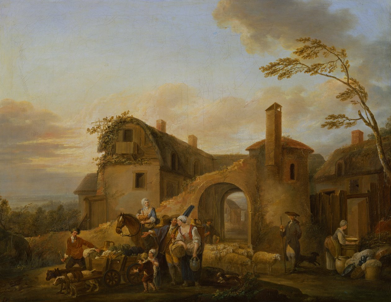 Fire timer på dagen: Morgen av Louis Joseph (Watteau de Lille)(attr. to) Watteau