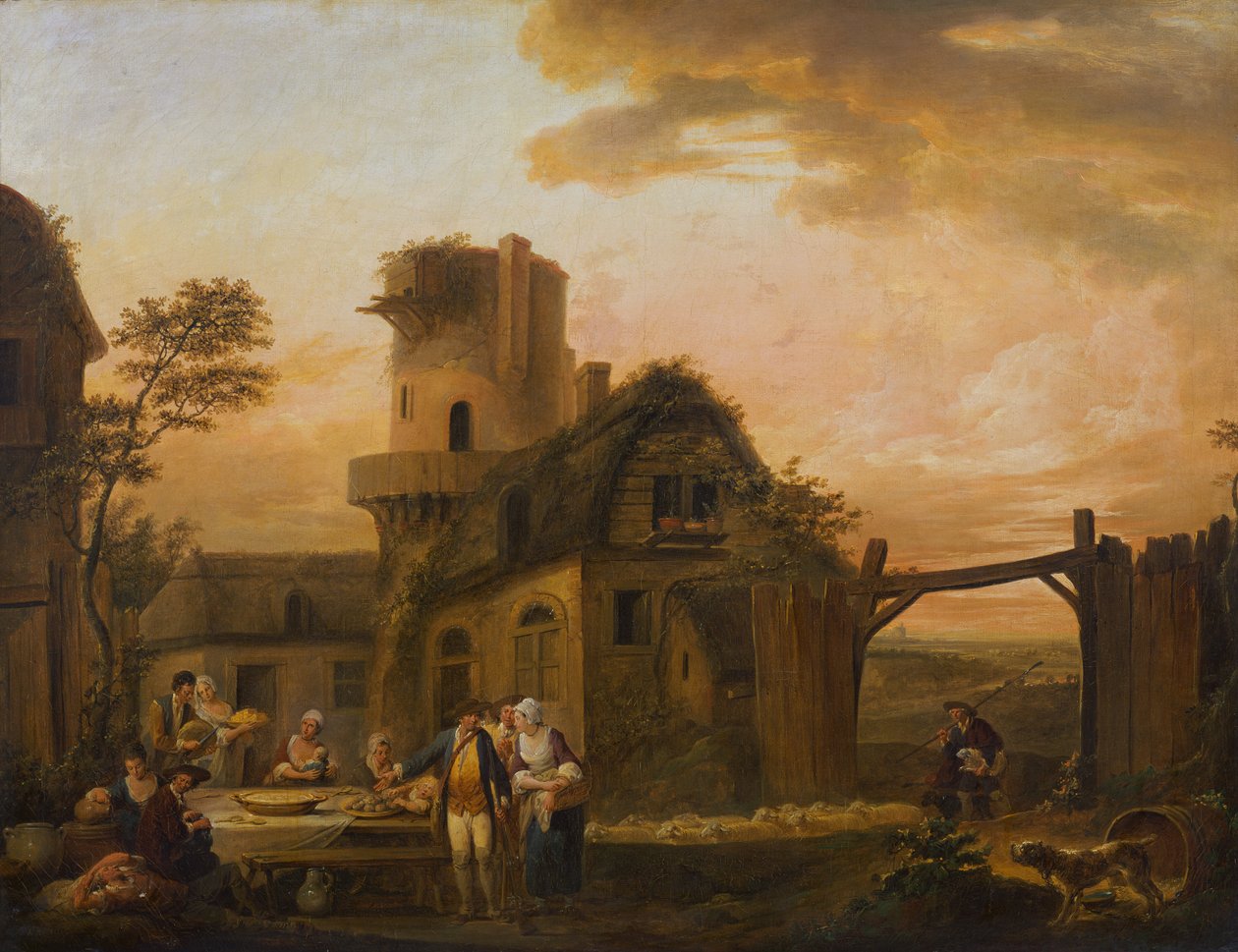 Fire timer på dagen: Natt av Louis Joseph (Watteau de Lille)(attr. to) Watteau