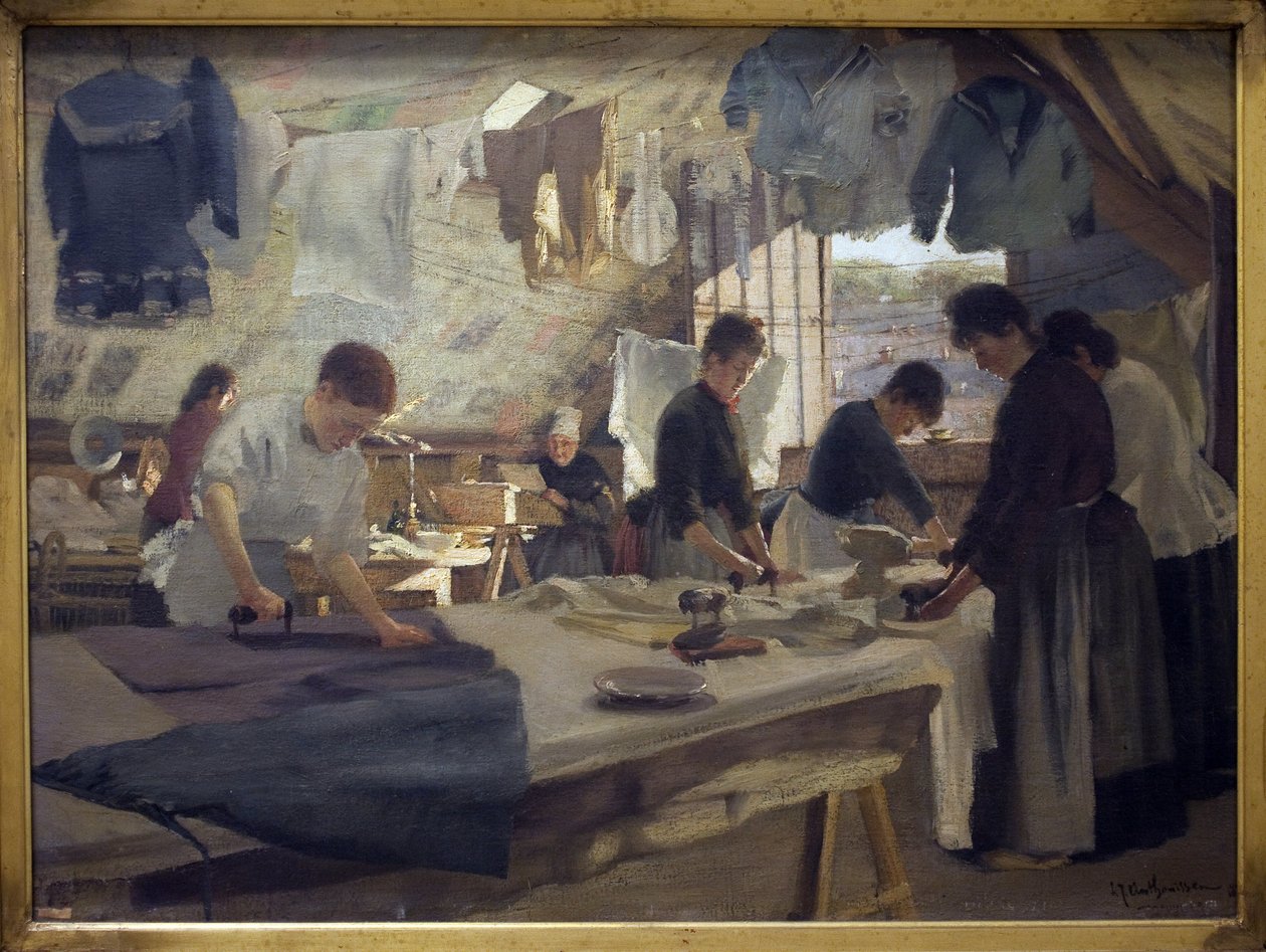 Rippers verksted i Trouville. Maleri av Louis Joseph Anthonissen (1849-1913), Olje på lerret av Louis Joseph Anthonissen