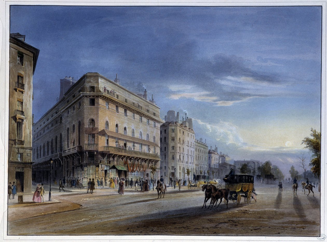 Boulevard des Italiens - i "" Paris en 1837"" av Arnout av Louis Jules Arnout