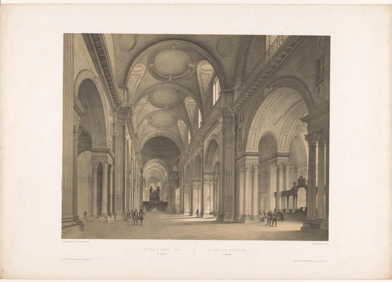 Interiør av St Paul's Cathedral i London St. Paul's inside view at London / St. Paul vue intérieure à Londres (tittel på objekt) England, Ireland & Scotland (serietittel) England, Ireland & Scotland (serietittel) av Louis Jules Arnout