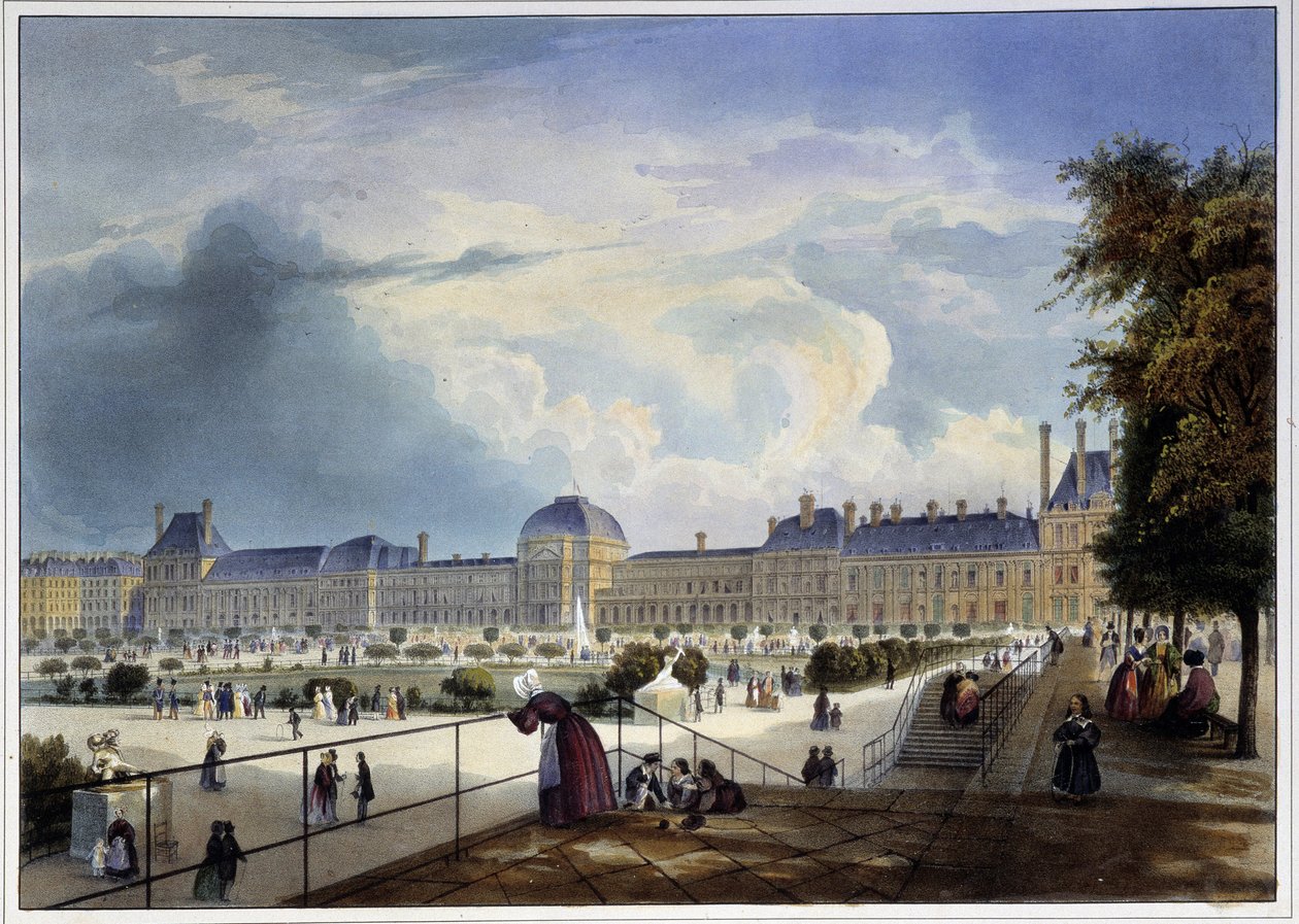 Le palais des Tuileries - i "Paris en 1837" av Arnout av Louis Jules Arnout