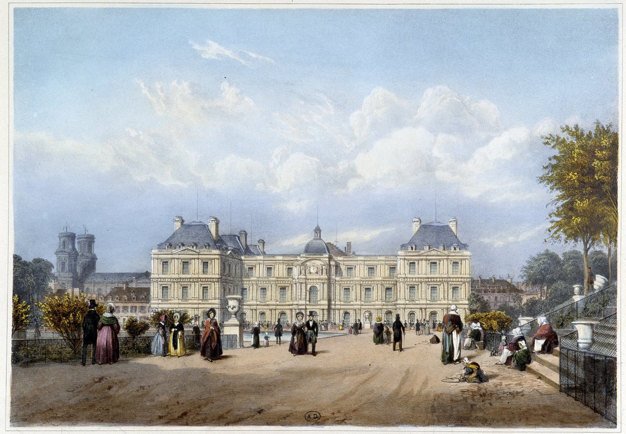 Le Palais du Luxembourg, på hagesiden. I "Paris og omegn" av Louis Julien Jacottet
