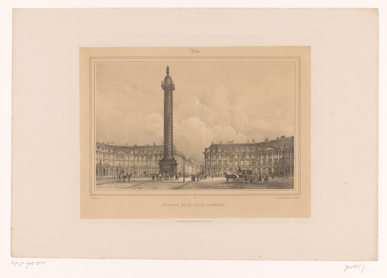 Utsikt over Colonne Vendôme Colonne de la Place Vendôme (tittel på objekt) Ansikter i og rundt Paris (serietittel) Paris (serietittel på objekt) av Louis Julien Jacottet