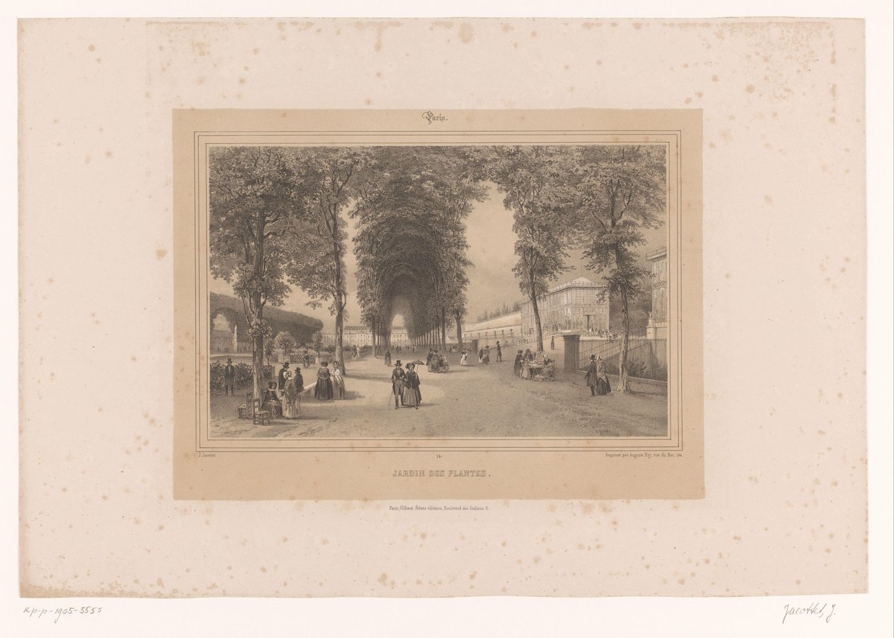 Utsikt over Jardin des Plantes Jardin des Plantes (tittel på objekt) Ansikter i og rundt Paris (serietittel) Paris (serietittel på objekt) av Louis Julien Jacottet