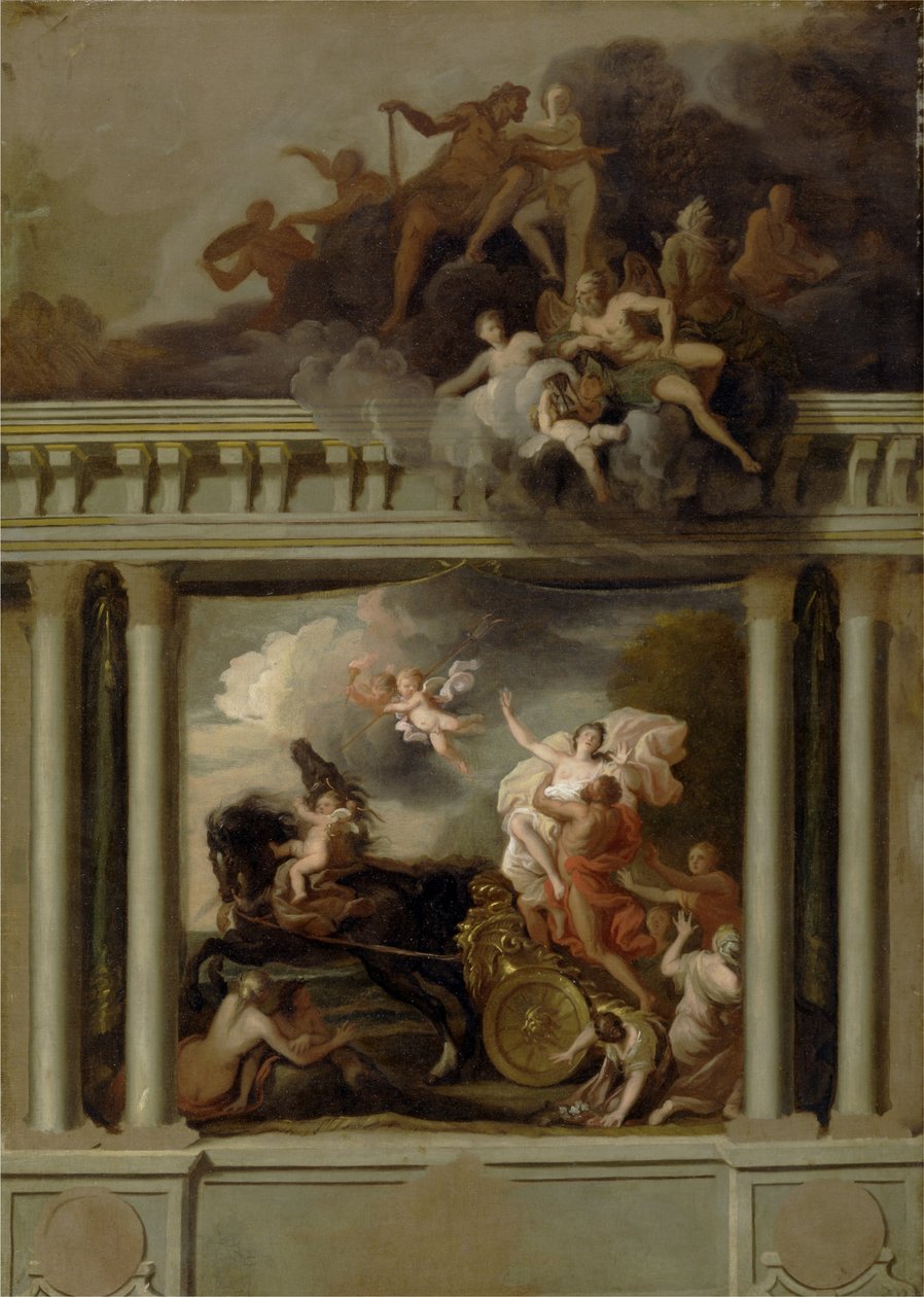 The Rape of Proserpine, design for trappen til Devonshire House, London, ca. 1704 (olje på lerret) av Louis Laguerre
