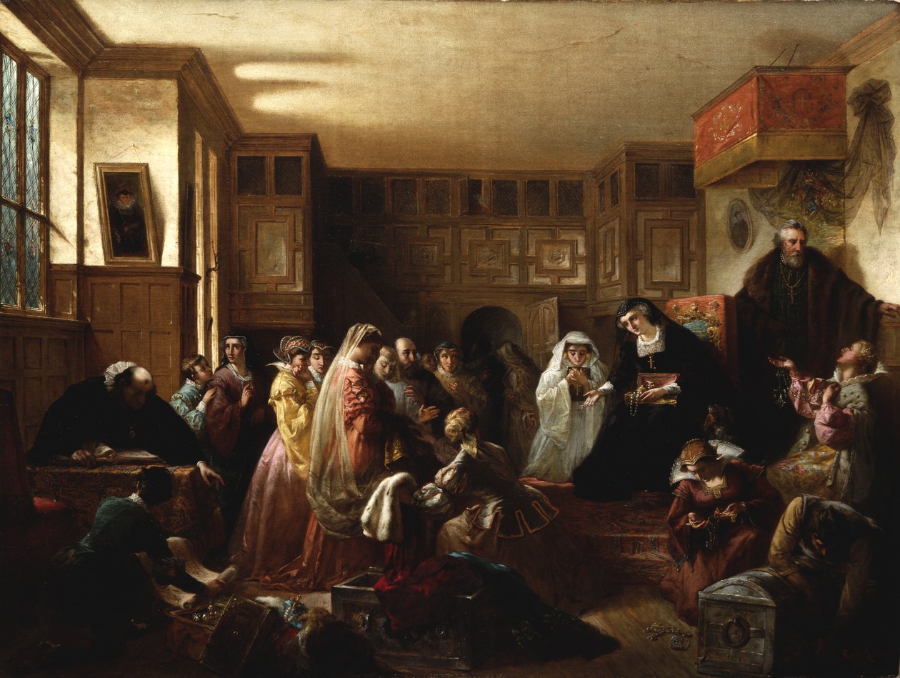Mary, Queen of Scots, deler juvelene sine av Louis Lang