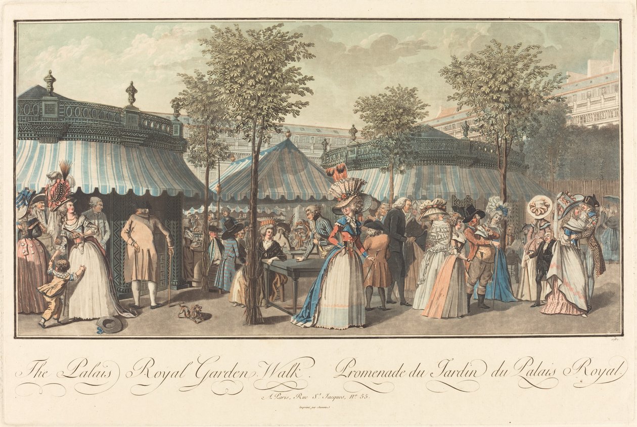 Palais Royal--Garden's Walk / Promenade du Jardin du Palais Royal av Louis Le Coeur after Claude Louis Desrais