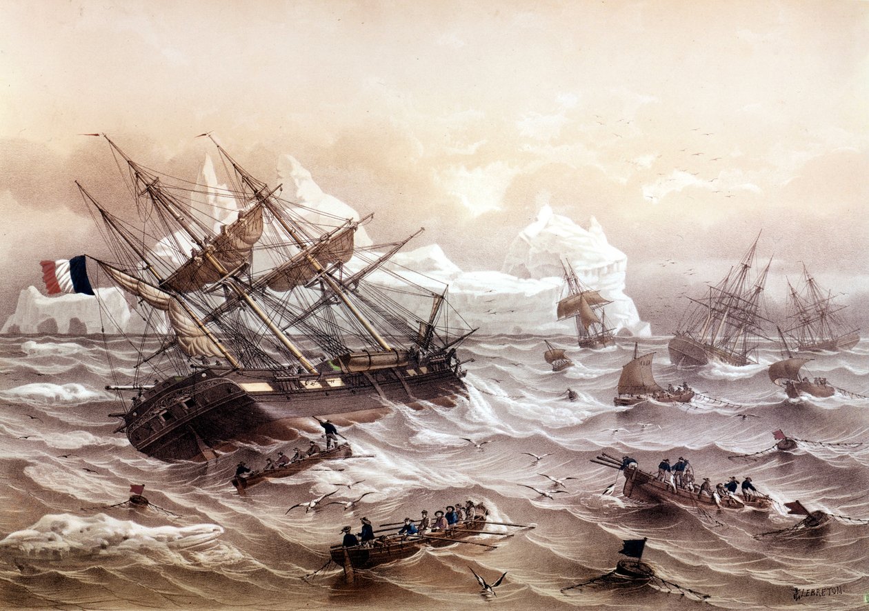 Hvalfangst på Newfoundland. Maleri av Lebreton. Tidlig på 1800-tallet. av Louis Le Breton