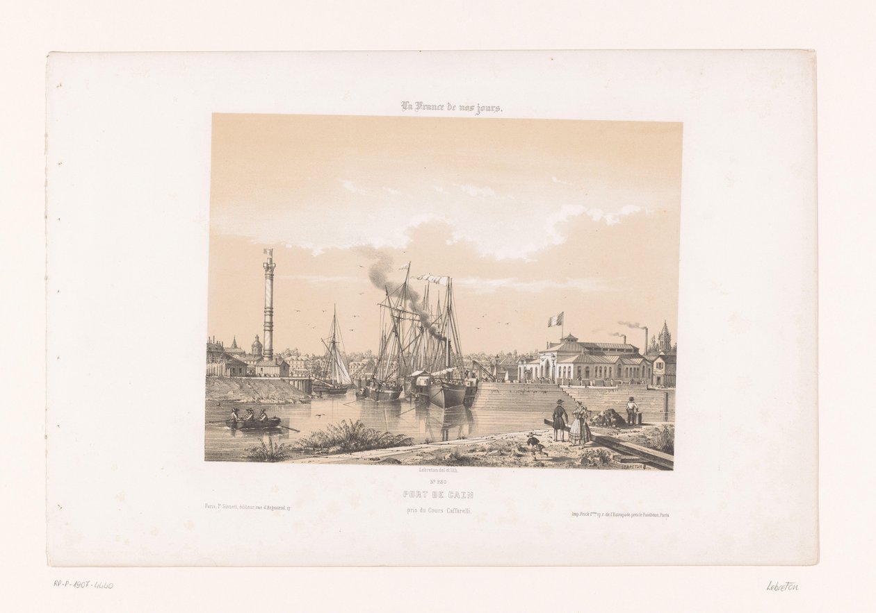 Utsikt over Caen fra Cours Caffarelli Port de Caen, Pris du Cours Caffarelli (tittel på objekt) Contemporary France (serietittel) La France de nos jours (serietittel på objekt) av Louis Le Breton