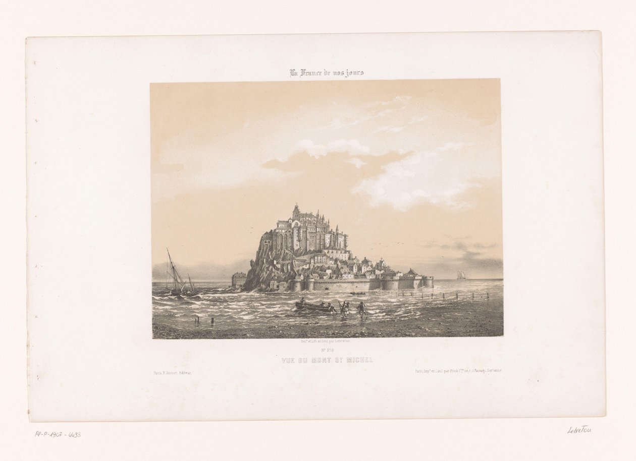 Utsikt over Mont-Saint-Michel Vue du Mont St. Michel (tittel på objekt) Contemporary France (serietittel) La France de nos jours (serietittel på objekt) av Louis Le Breton
