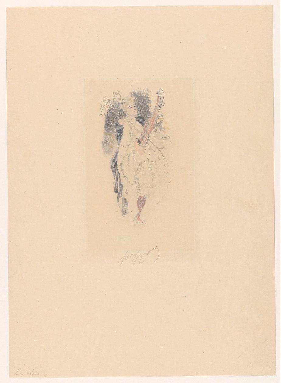 Cancan-danser med hevet ben La series (tittel på objekt) av Louis Legrand (signed by artist)
