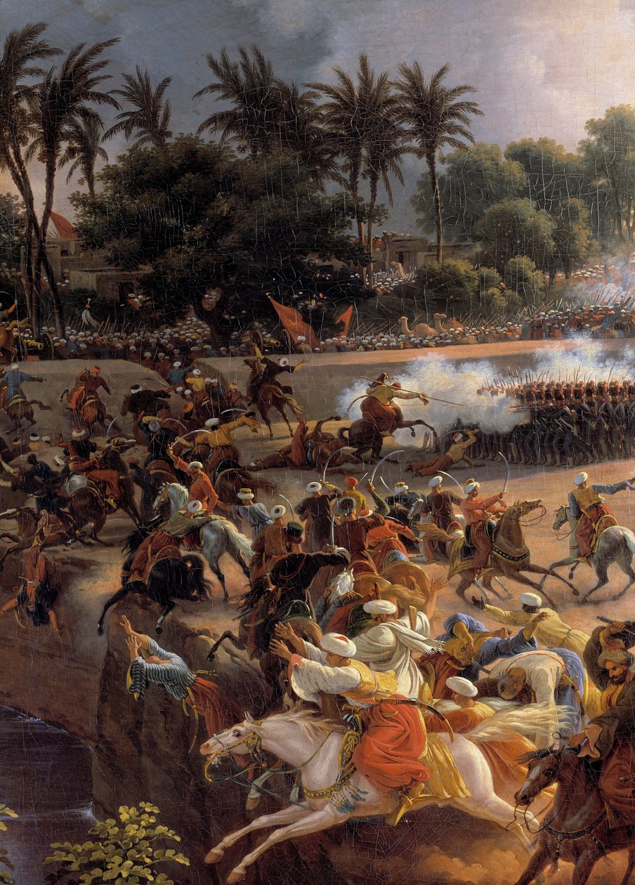 Kampanje (ekspedisjon) av Egypt (1798-1801): "" Slaget ved pyramidene, 21. juli av Louis Lejeune