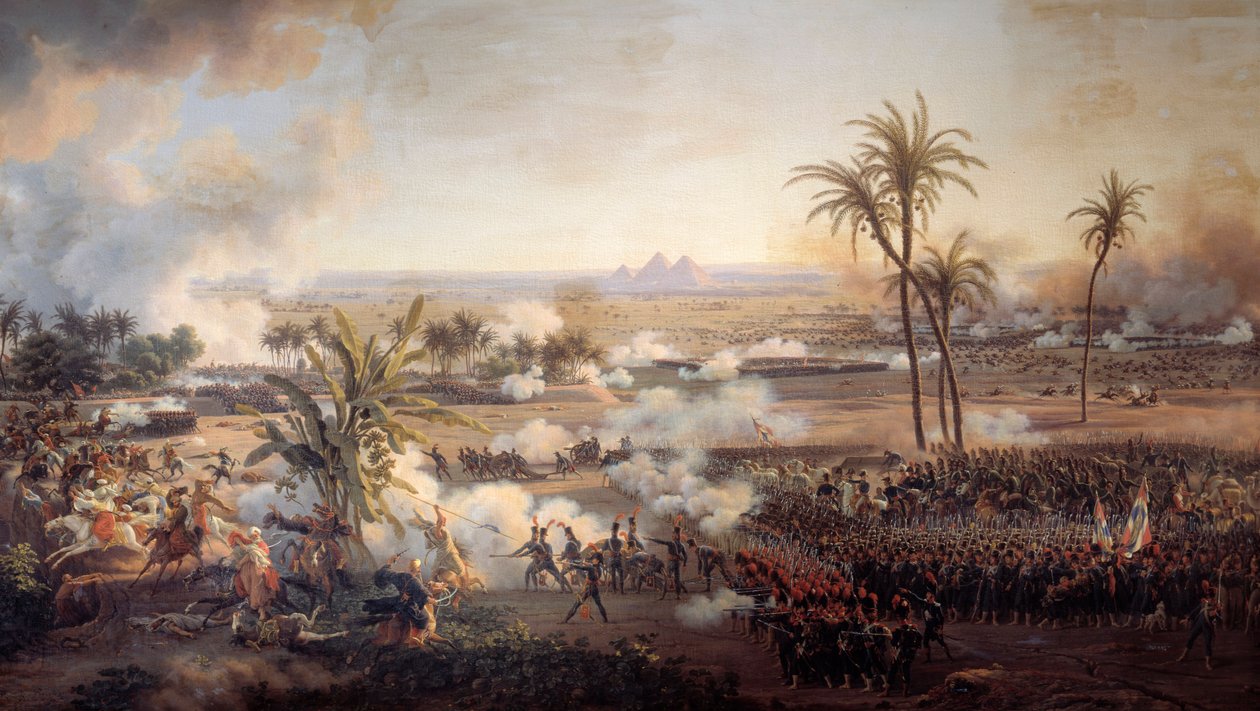 Kampanje (ekspedisjon) av Egypt (1798-1801): "" Slaget ved pyramidene, 21. juli av Louis Lejeune
