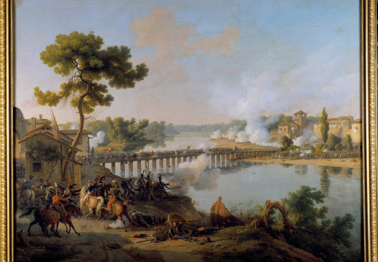 General Bonaparte gir sine ordrer til slaget ved Lodi-broen (10. mai 1796) under Italias første felttog (1796-1797) Maleri av Louis Francois Lejeune (1775-1848) 1800-tallet Søn. 1,85 x 2,40 m av Louis Lejeune