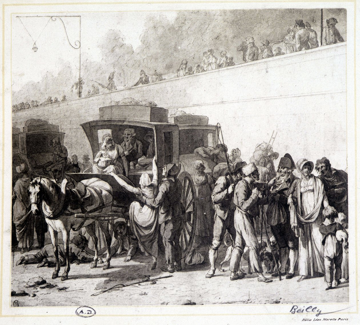Ankomsten av en flid, heliogravyr av Léon Marotte ifølge maleriet av Boilly (1803). av Louis Leopold (after) Boilly