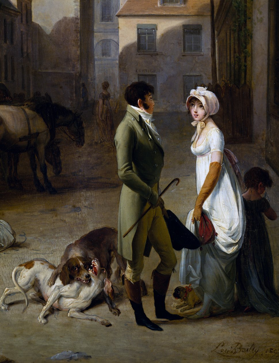 Ankomst av Stagecoach i Courtyard of Messageries av Louis Leopold Boilly