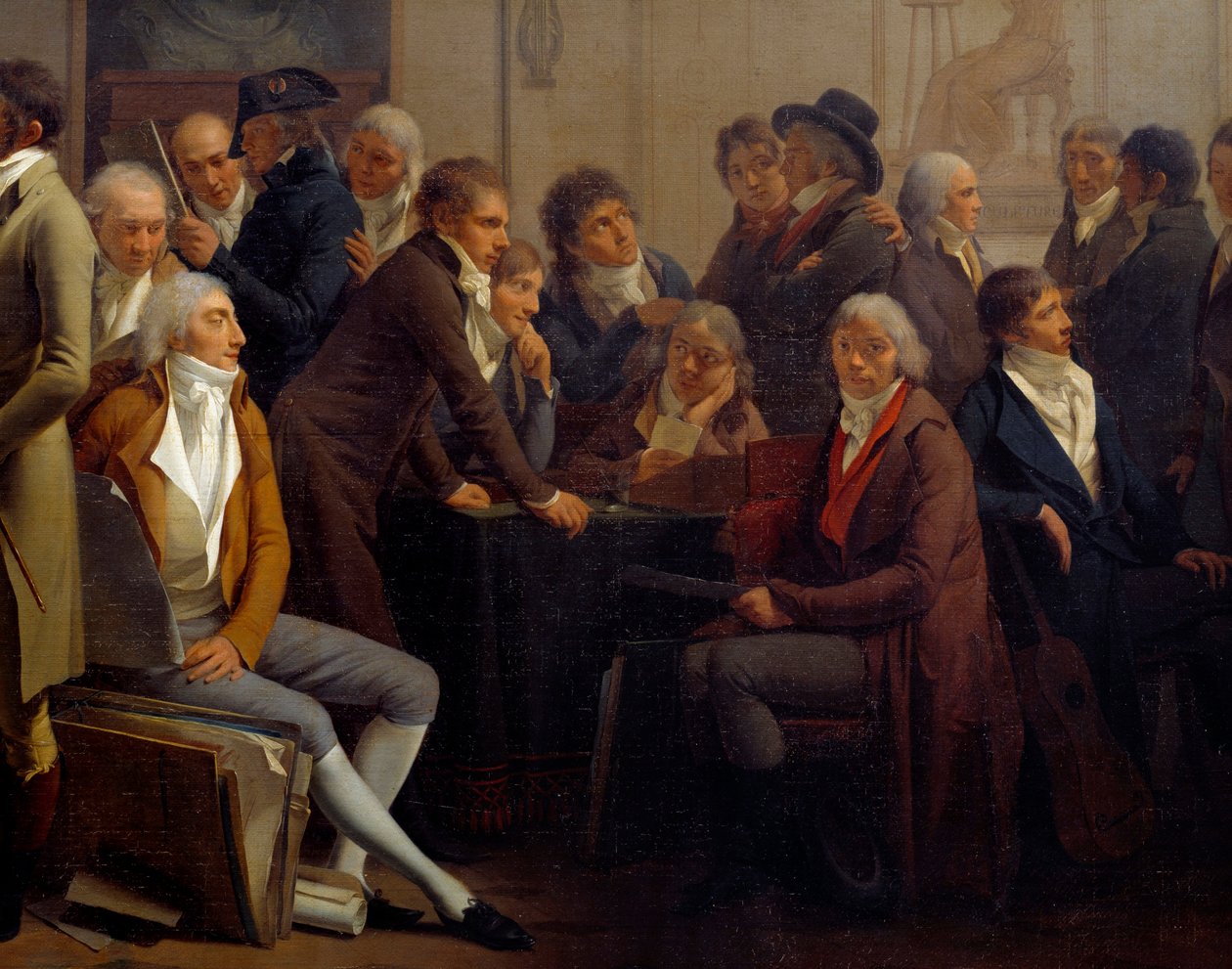 Kunstnere møtes i verkstedet til maleren Jean Baptiste Isabey (1767-1855): Anne Louis Girodet de Roucy-Trioson (Anne-Louis Girodet de Roucy Trioson av Louis Leopold Boilly