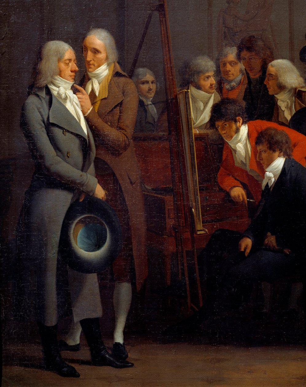 Kunstnere møtes i verkstedet til maleren Jean Baptiste Isabey (1767-1855) 