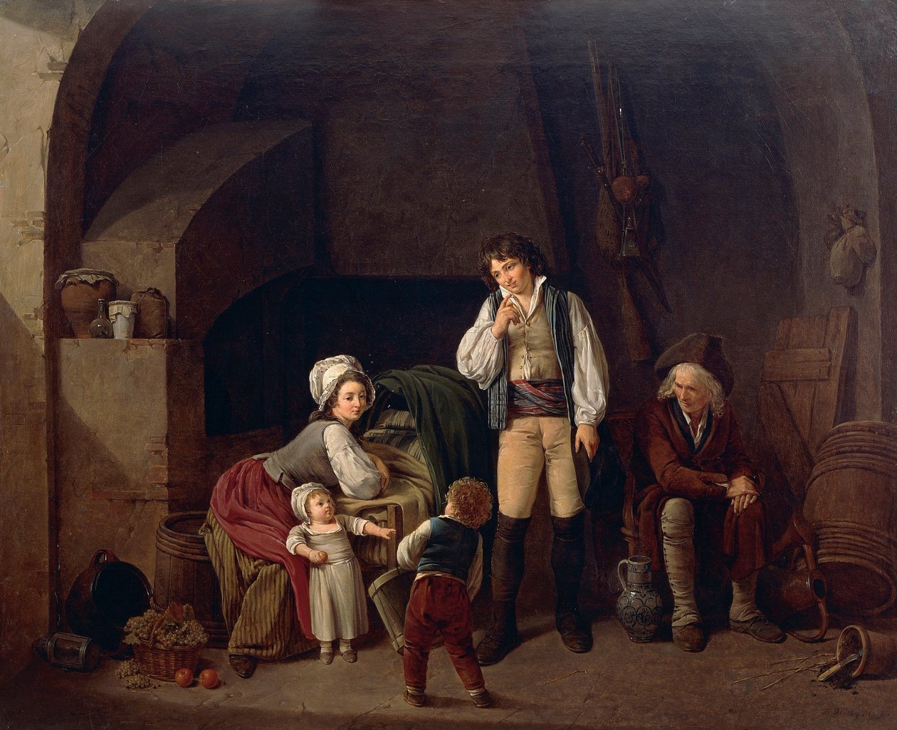 Familiescene, av Louis Leopold Boilly (1761-1845) av Louis Leopold Boilly