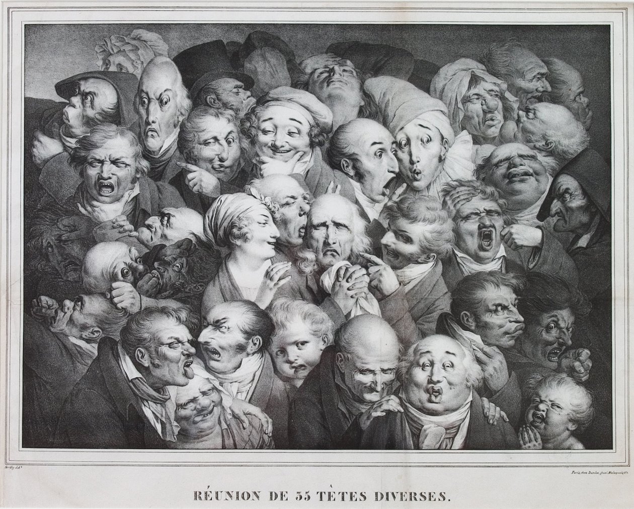 Gruppe på trettifem hoder, 1825 av Louis Leopold Boilly