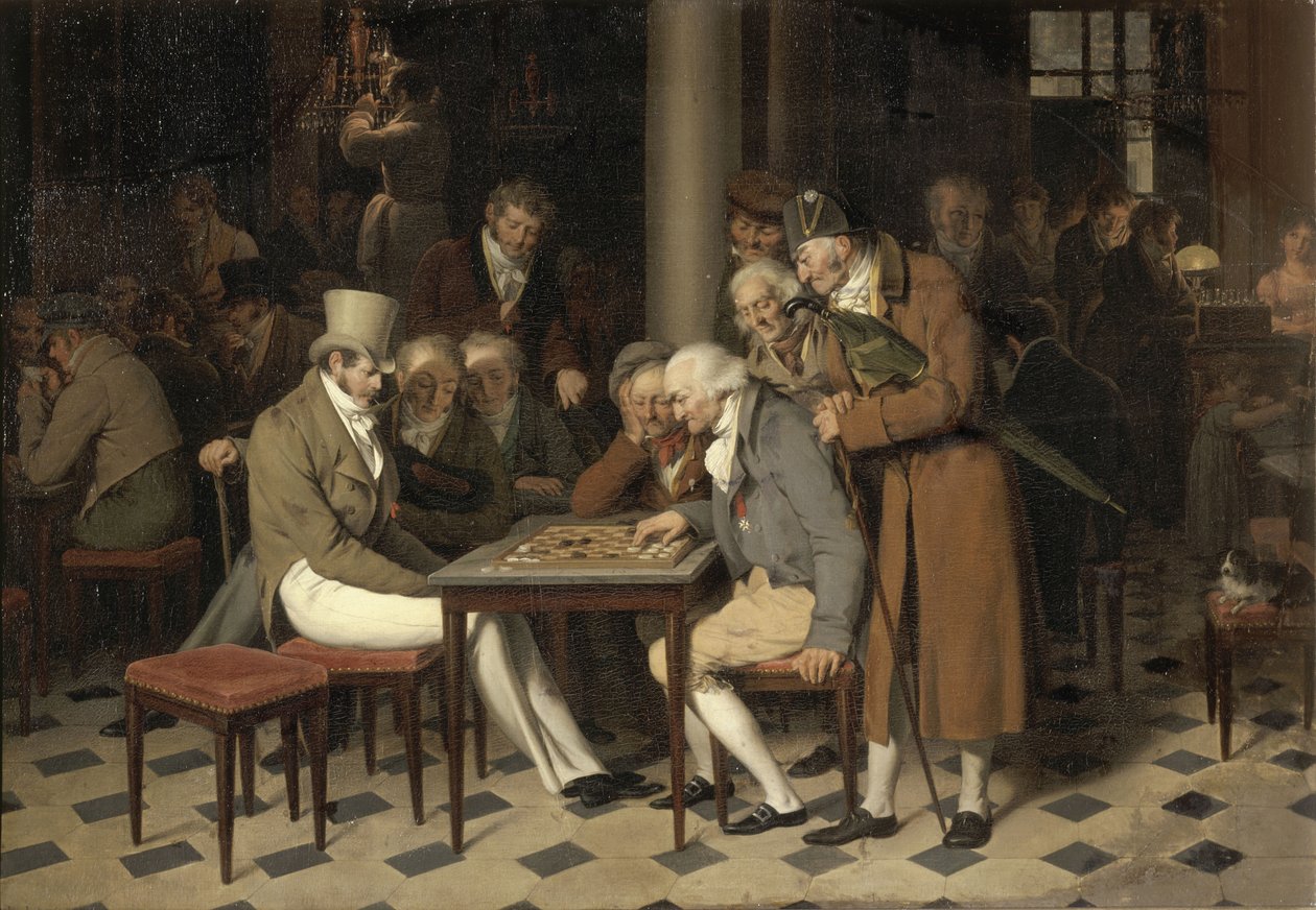 Interiør i en kafé La partie de dames på Lamblin-kaféen på Palais-Royal av Louis Leopold Boilly