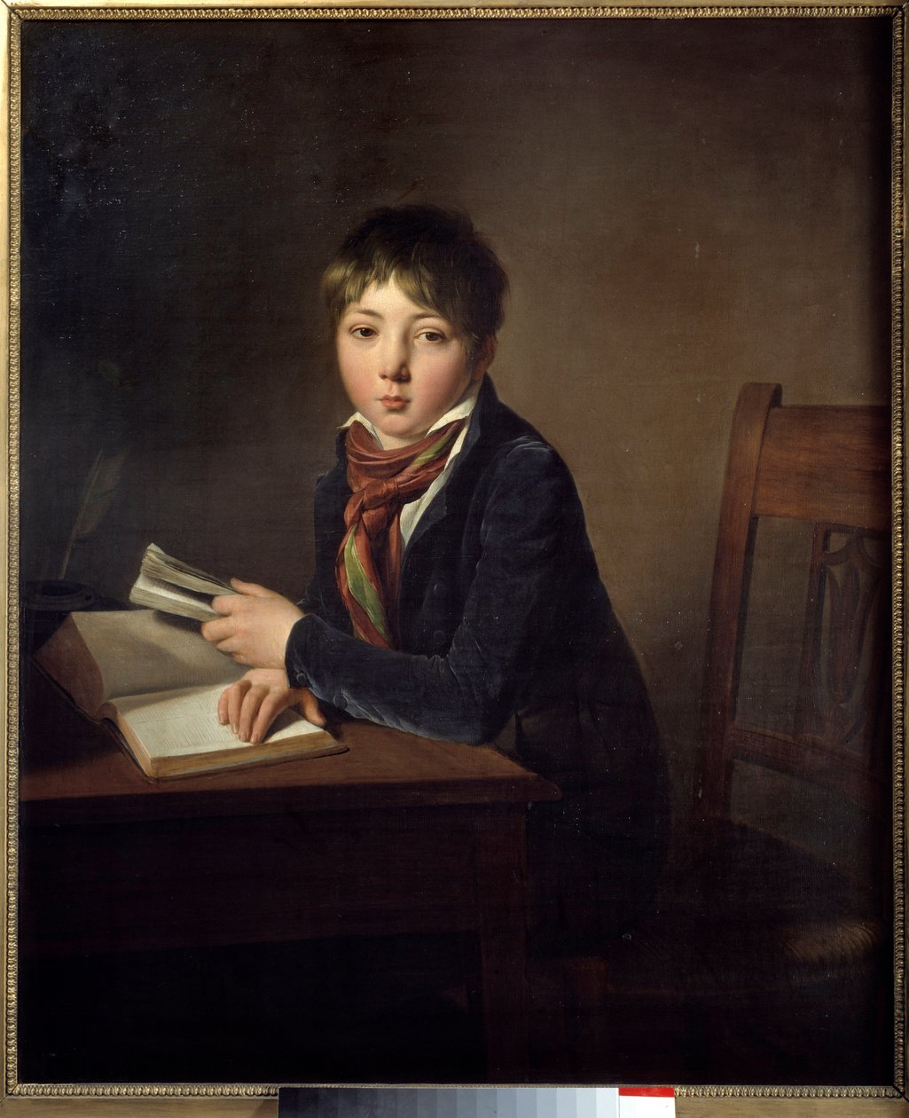 Jules Boilly (1796-1874) barn en bok i hånden Maleri av Louis Leopold Boilly (1761-1845) 1808 Søn. 0,98x0,8 m Lille, Musee des Beaux Arts. av Louis Leopold Boilly