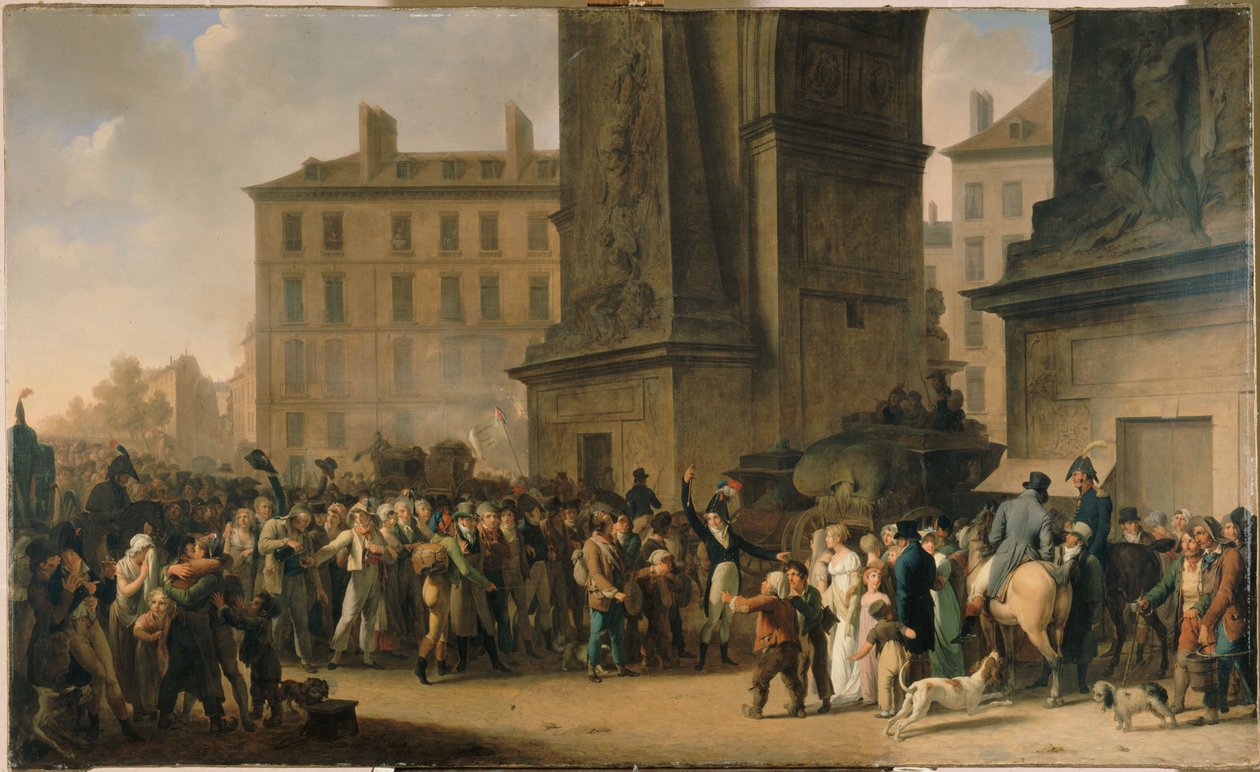 De vernepliktige fra 1807 som defilerer foran Porte Saint-Denis av Louis Leopold Boilly