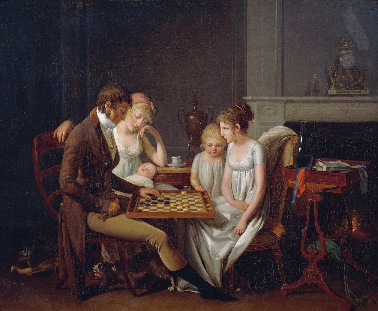 Maleri av familiespill av dam, ca 1803, av Louis Leopold Boilly (1761-1845), olje på lerret, Frankrike av Louis Leopold Boilly
