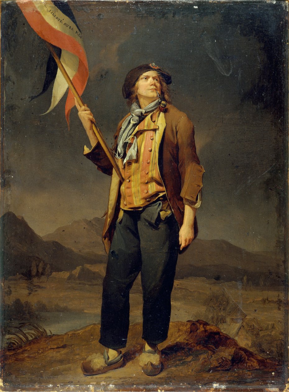 Portrett av sangeren Simon Chenard (1758-1832) i sansculottedrakt, fanebærer under festen til ære for Savoies frihet 14. oktober 1792 av Louis Leopold Boilly