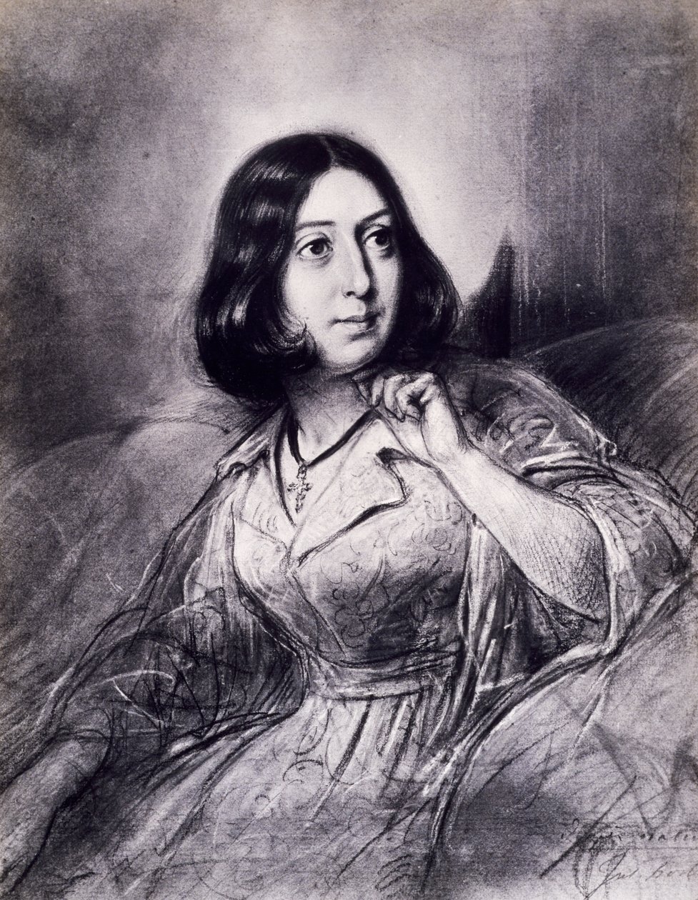 Portrett av George Sand, pseudonym til Amantine-Lucile-Aurore Dupin (Paris av Louis Leopold Boilly