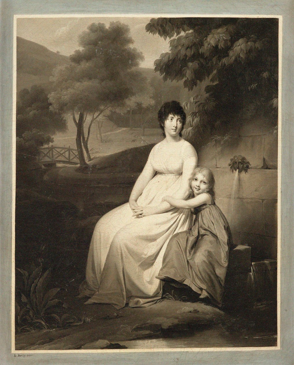 Portrett av Thérésa Tallien og datteren hennes i en park av Louis Leopold Boilly