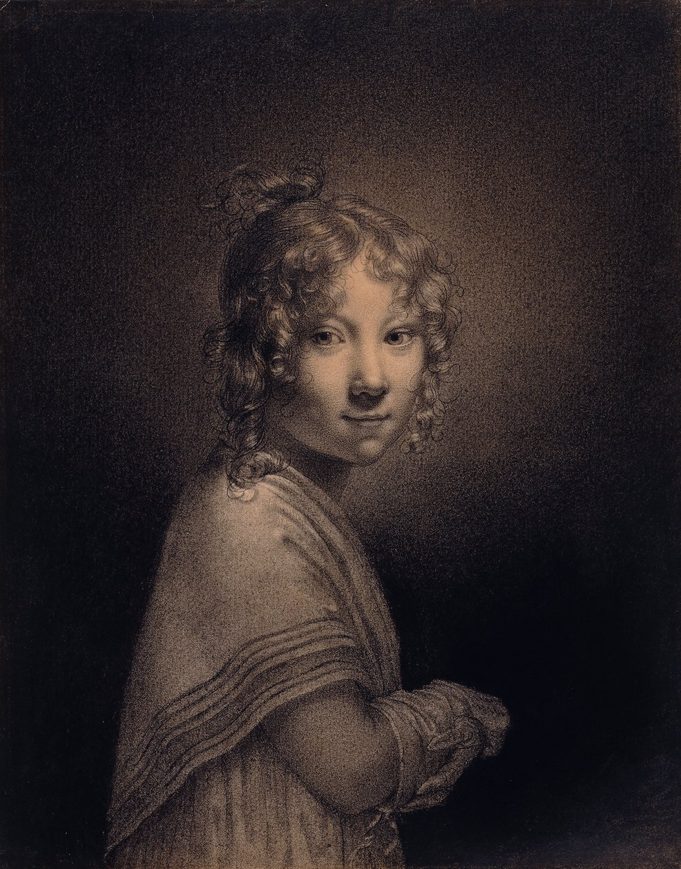 Portrett av en jente, halvlang, av Louis Leopold Boilly