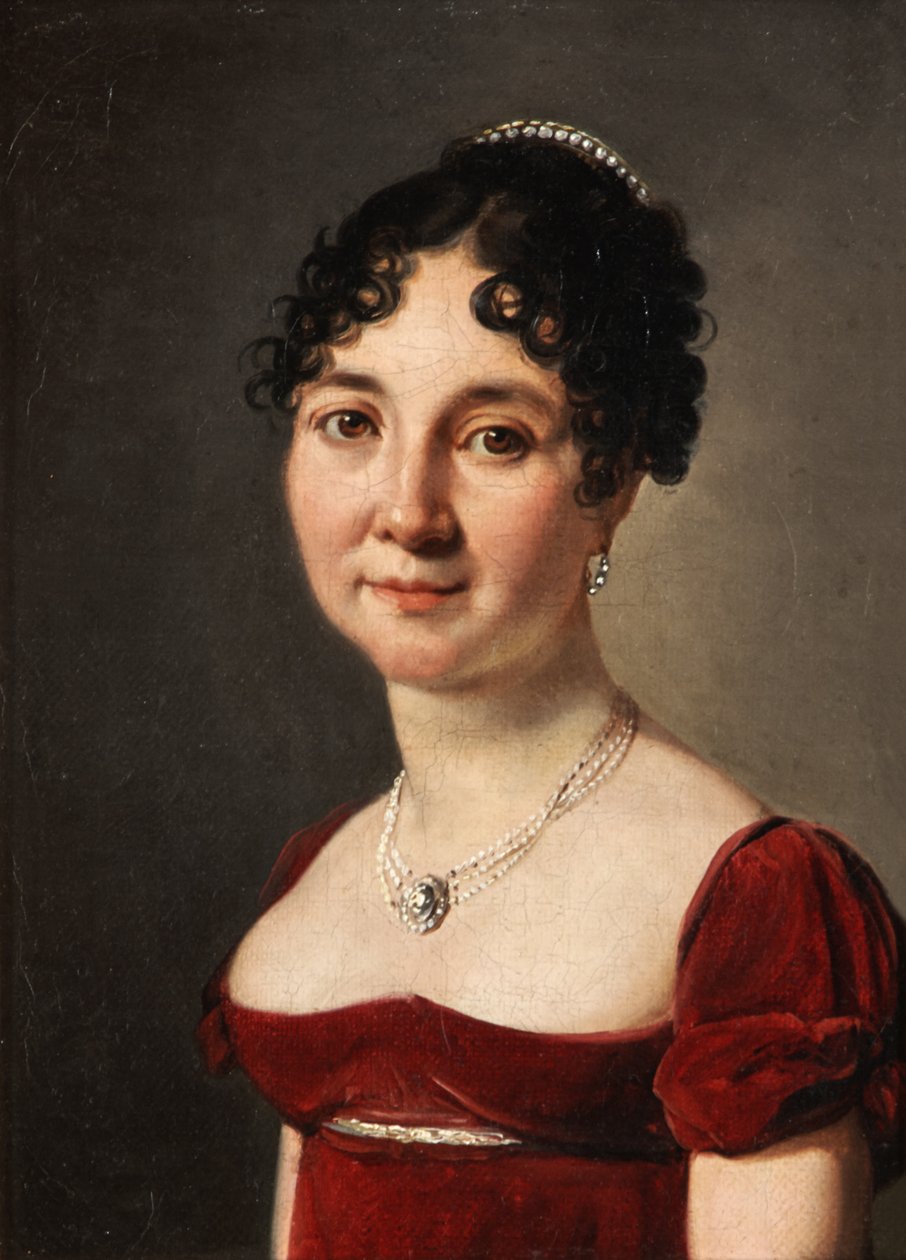 Portrett av en kvinne i en rød fløyelskjole av Louis Leopold Boilly