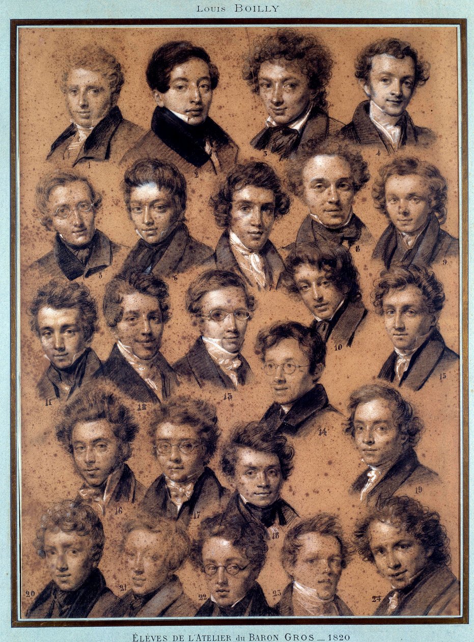 Portrett av studentene i atelieret til maleren Antoine Jean Gros (1771-1835) Tegning av Louis Leopold Boilly (1761-1845) 1820 Paris, BN av Louis Leopold Boilly
