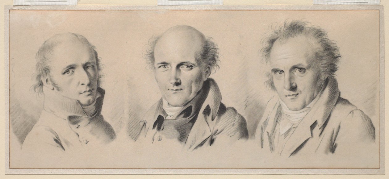 Portretter av Charles Percier, Pierre-François-Léonard Fontaine og Claude-Louis Bernier av Louis Leopold Boilly