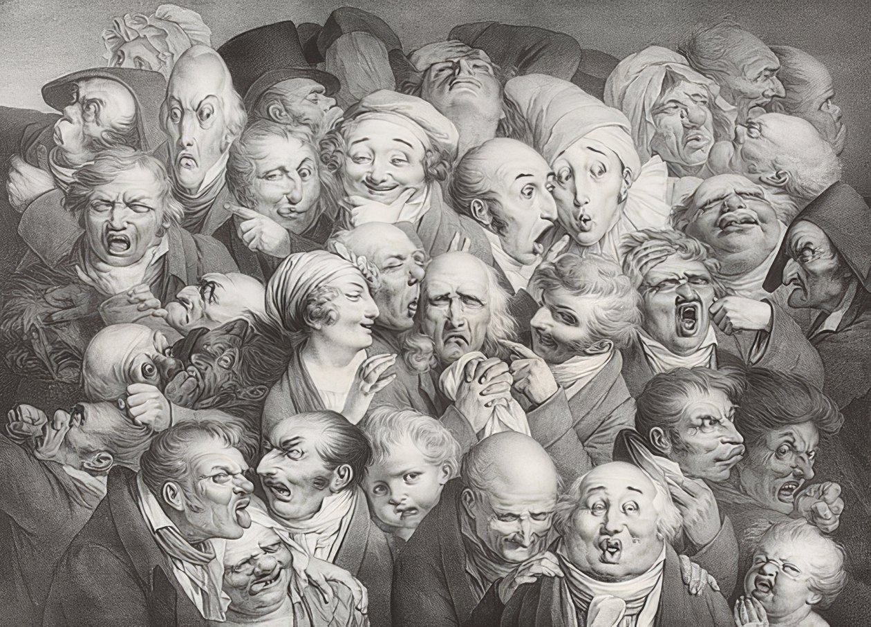 Møte av 35 forskjellige hoder (35 verschiedene Köpfe). 1825 av Louis Leopold Boilly