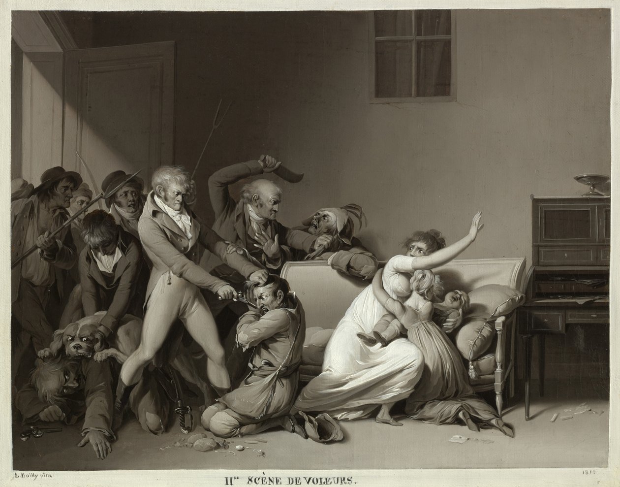 Andre scene med innbruddstyver: Innbruddstyvene arrestert, 1810 av Louis Leopold Boilly