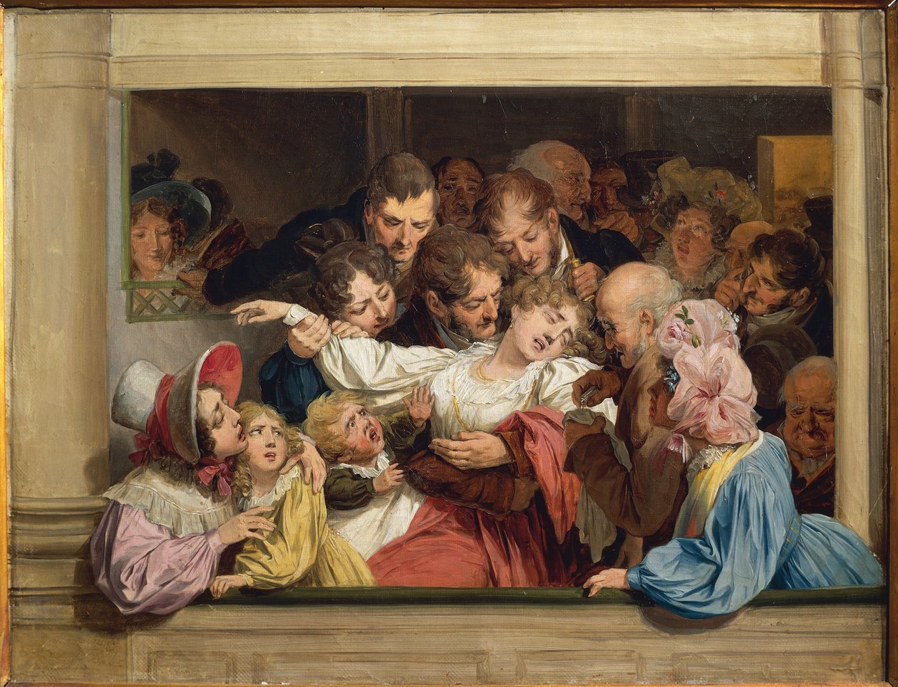 Scene på en dag med gratis underholdning: effekten av melodrama, av Louis Leopold Boilly, olje på lerret av Louis Leopold Boilly