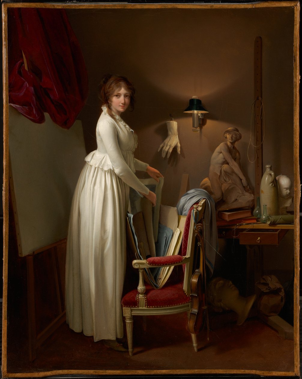 Kunstnerens kone i hans atelier av Louis Leopold Boilly