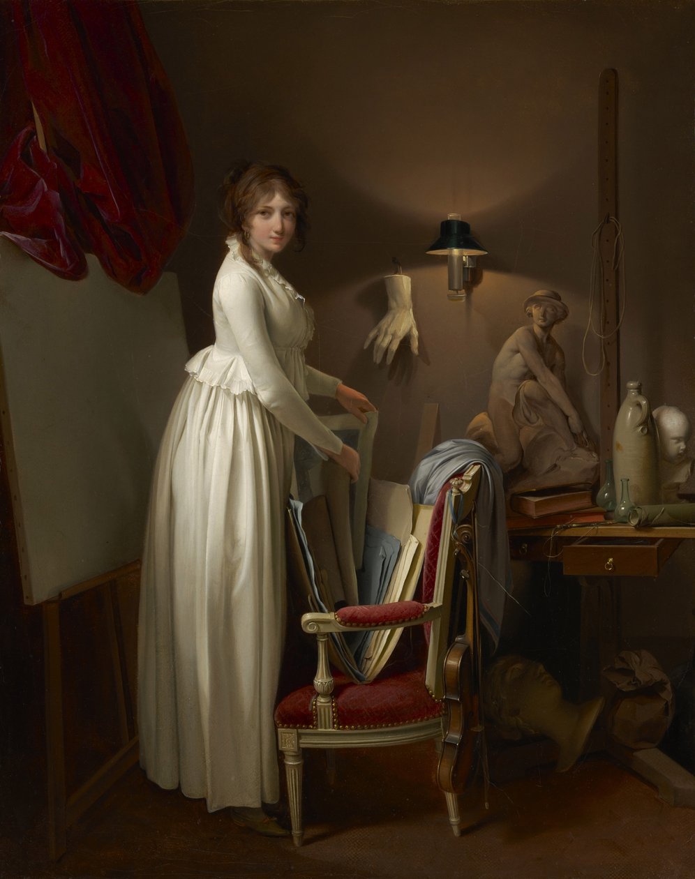 Kunstnerens kone i hans atelier, ca. 1795-99 av Louis Leopold Boilly